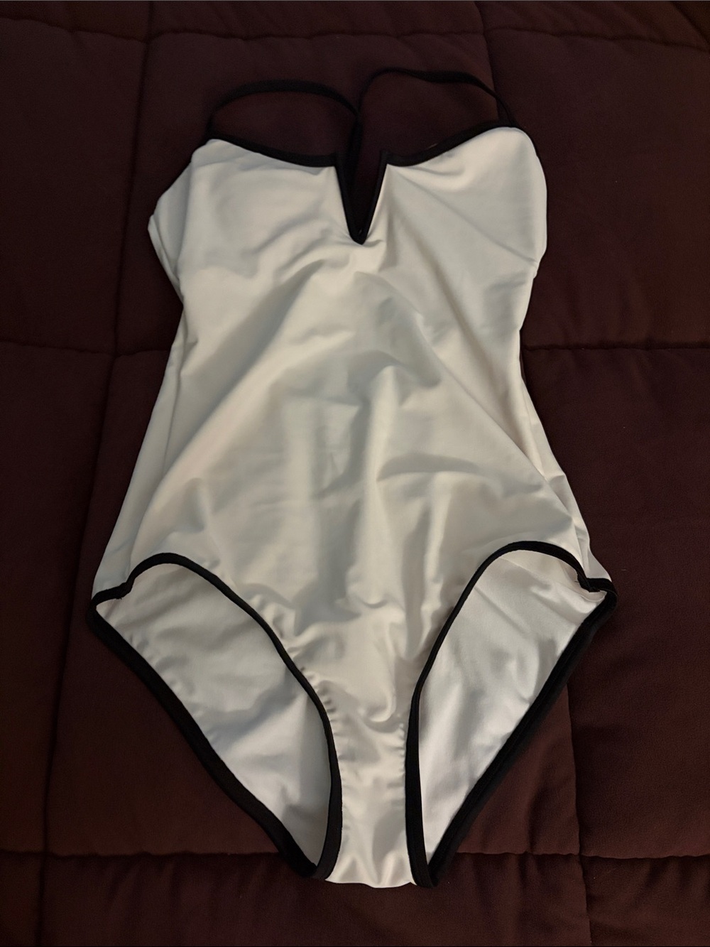 Shade & Shore White One-Piece Swimsuit with Black Trim